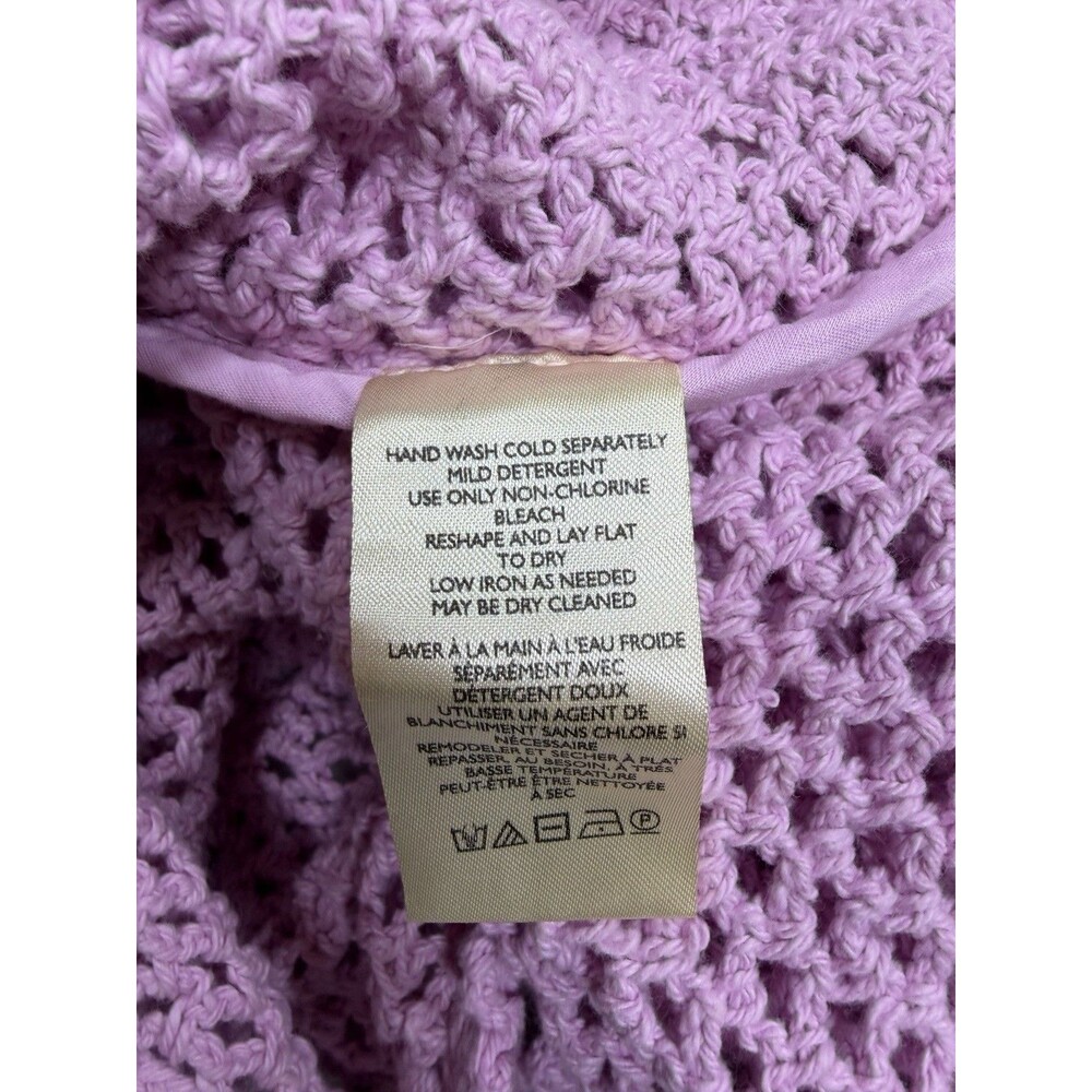 Free People Crochet Top Women Lily Lilac Collared Preppy Boho Retro Small NWT - Picture 9 of 11